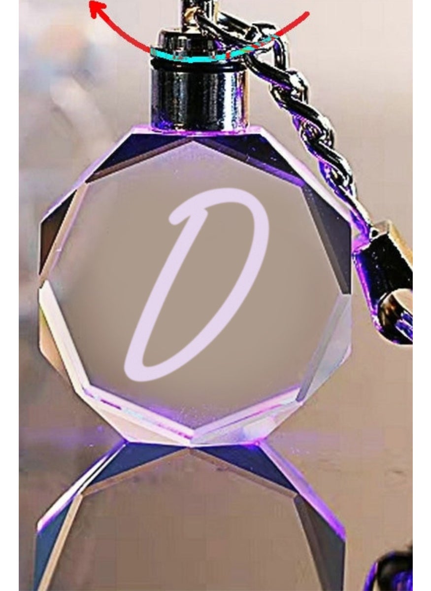 Mert Kristal - Mert Crystal Letter D Keychain, Letter Keychain, Glass Engraved Keychain - Image 1