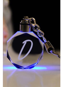 Mert Kristal Mert Crystal Letter D Keychain, Letter Keychain, Glass Engraved Keychain  - Image 4