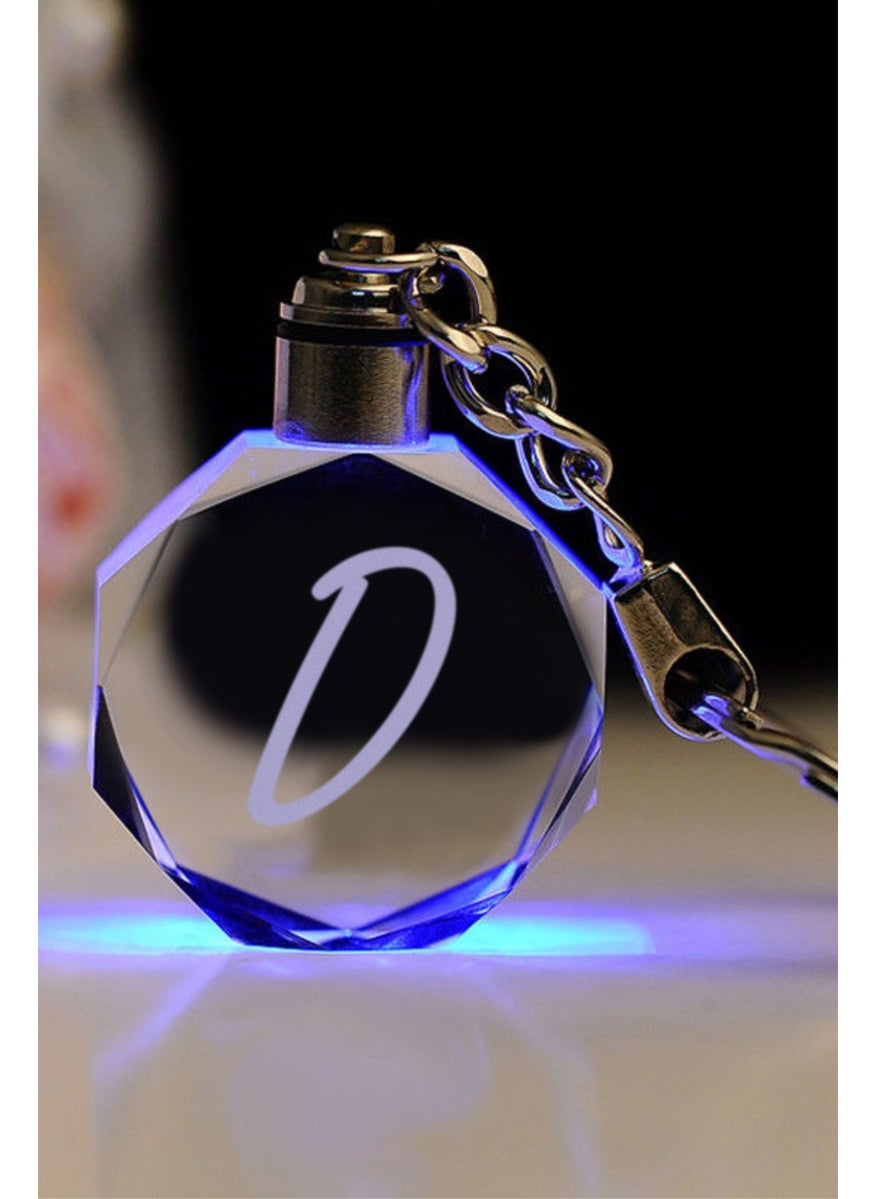 Mert Kristal - Mert Crystal Letter D Keychain, Letter Keychain, Glass Engraved Keychain - Image 1
