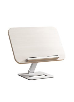 Wooden Desktop Reading Writing Book Stand, Aluminum Base, Height and Angle Adjustable for Holding Cookbook, Recipe, Small Large Thick Heavy Books, Foldable and Portable