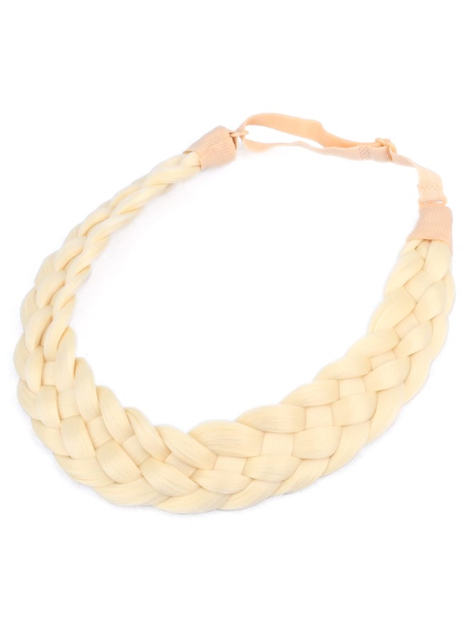BOBIYA 5 Strands Synthetic Hair Braided Classic Chunky Wide Plaited Headband Elastic Stretch Braid for Women Girl Light Blonde - Image 2