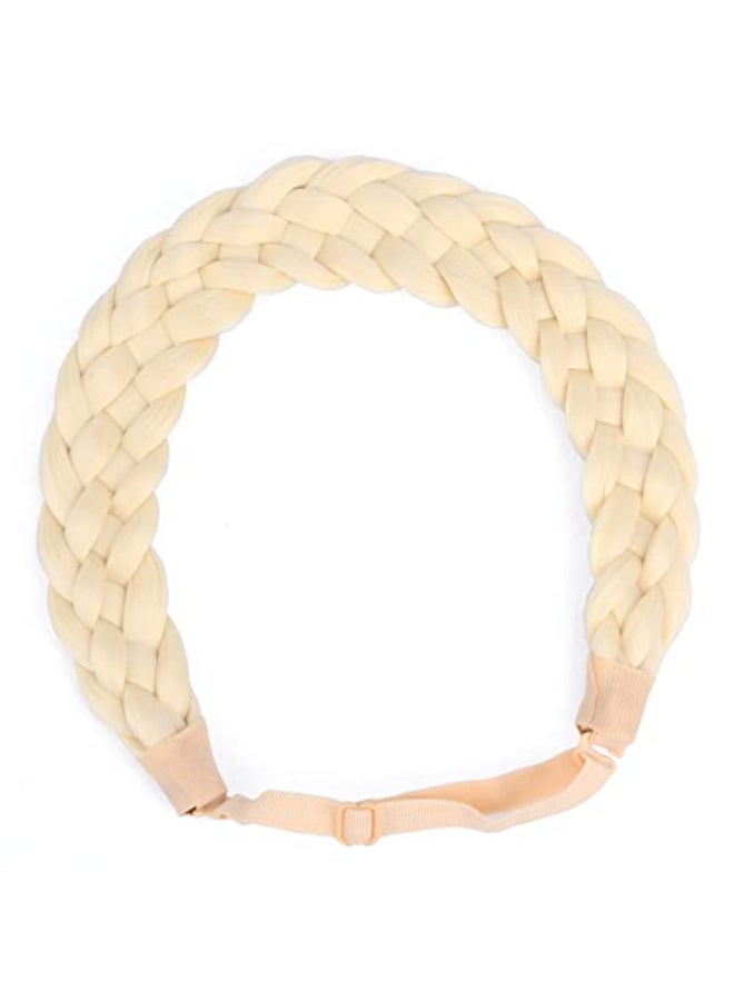 BOBIYA 5 Strands Synthetic Hair Braided Classic Chunky Wide Plaited Headband Elastic Stretch Braid for Women Girl Light Blonde - Image 3