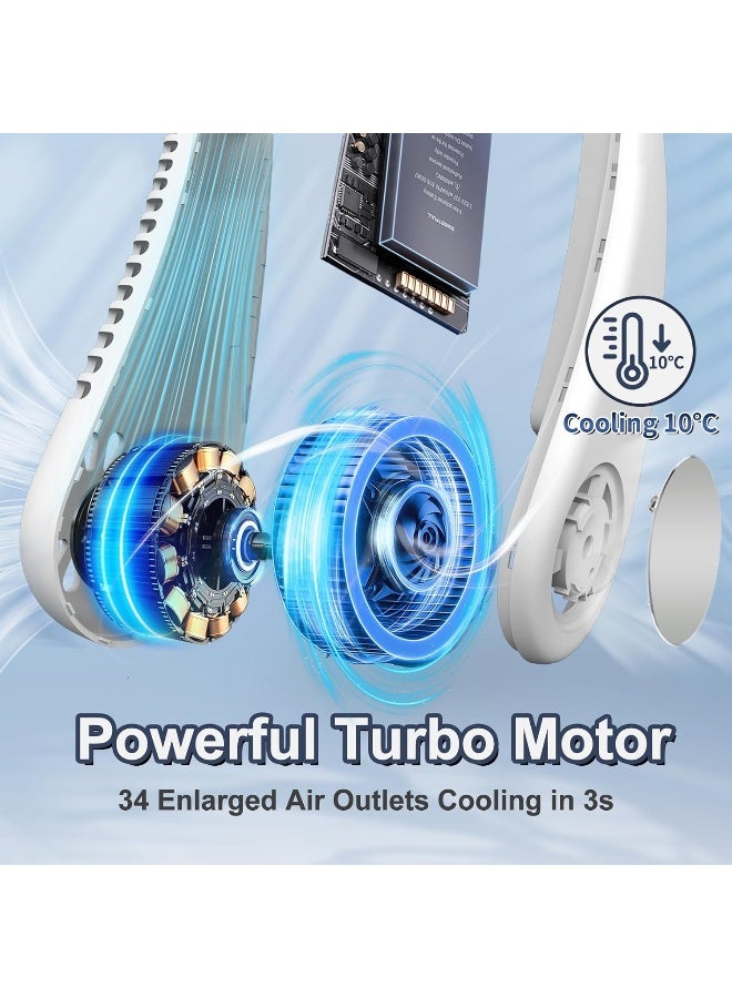 HRT WALL Portable Neck Fan Bladeless, Hanging Neck Fan Rechargeable - 4 Speeds with 360° Airflow, Circulating Wind, Soft Neckband, Hands Free Personal Fan Wearable for Outdoor, Sports, Travel - Image 3