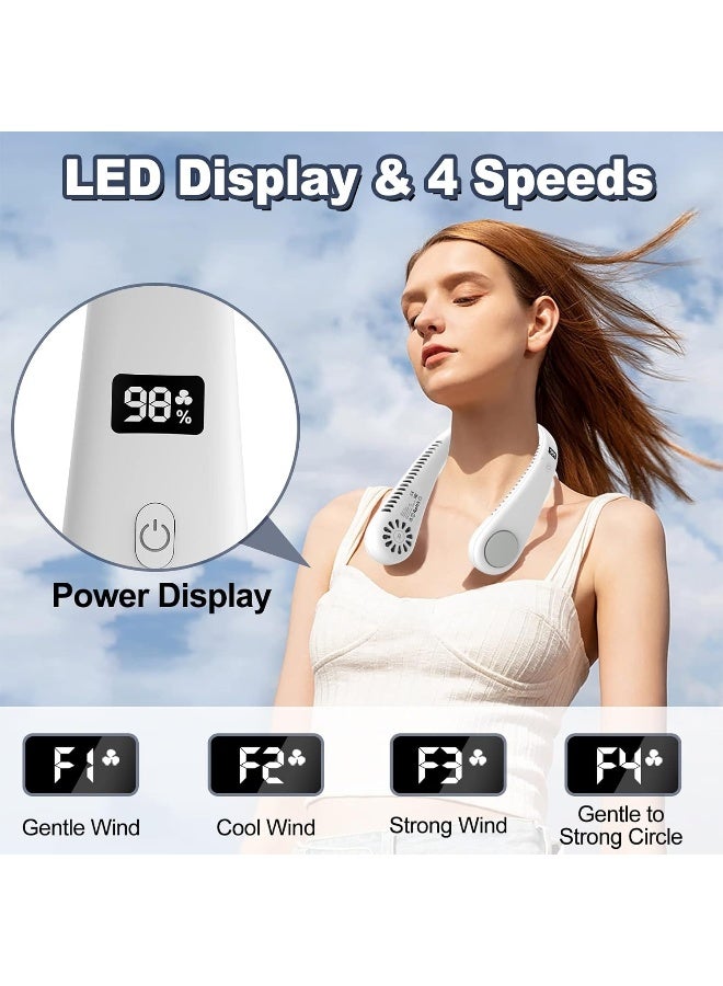 HRT WALL Portable Neck Fan Bladeless, Hanging Neck Fan Rechargeable - 4 Speeds with 360° Airflow, Circulating Wind, Soft Neckband, Hands Free Personal Fan Wearable for Outdoor, Sports, Travel - Image 2