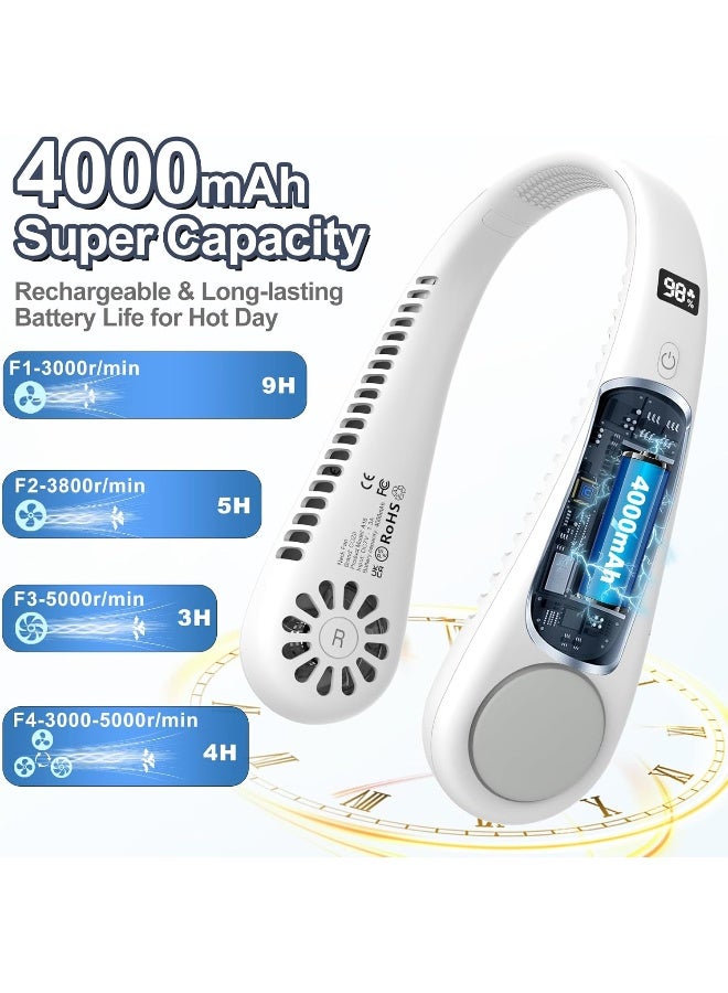 HRT WALL Portable Neck Fan Bladeless, Hanging Neck Fan Rechargeable - 4 Speeds with 360° Airflow, Circulating Wind, Soft Neckband, Hands Free Personal Fan Wearable for Outdoor, Sports, Travel - Image 5