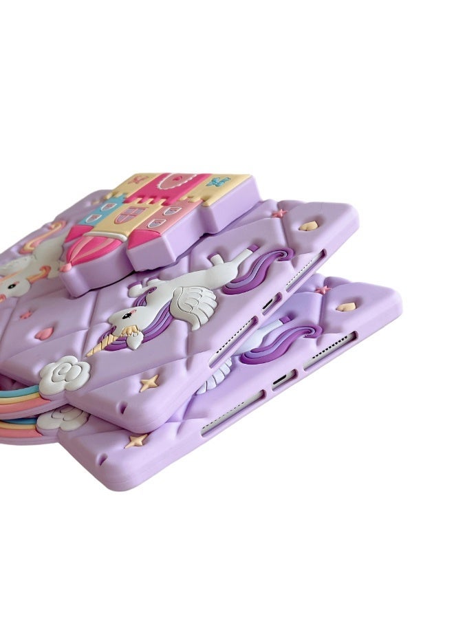 Cartoon Unicorn Protective Case for HONOR Pad X8a/X9 11-Inch 2024 Ultra-Thin Soft Silicone Shell Ultra Slim Lightweight Protective Cover with Shoulder Strap adjustable Stand & Handle, Drop Protection, Cute Cartoon/Kawaii Unicorn Cover for Kids Girls, Cute Unicorn purple - Image 5