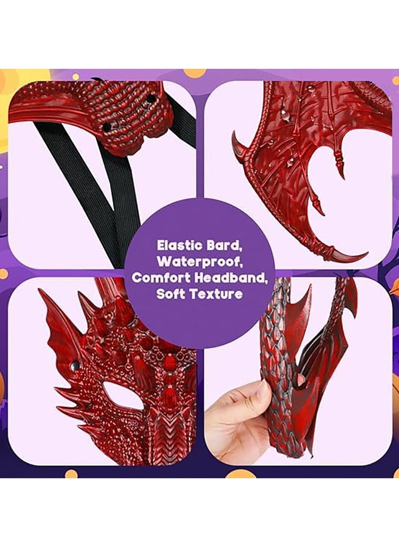 VUCATIN 3PCS Dragon Costume Cosplay Costume for Kids Dinosaur Wings Tail Mask Set Boys Girls Children Dress Up Props for Festival Cosplay Party Dress(Red)  - Image 4