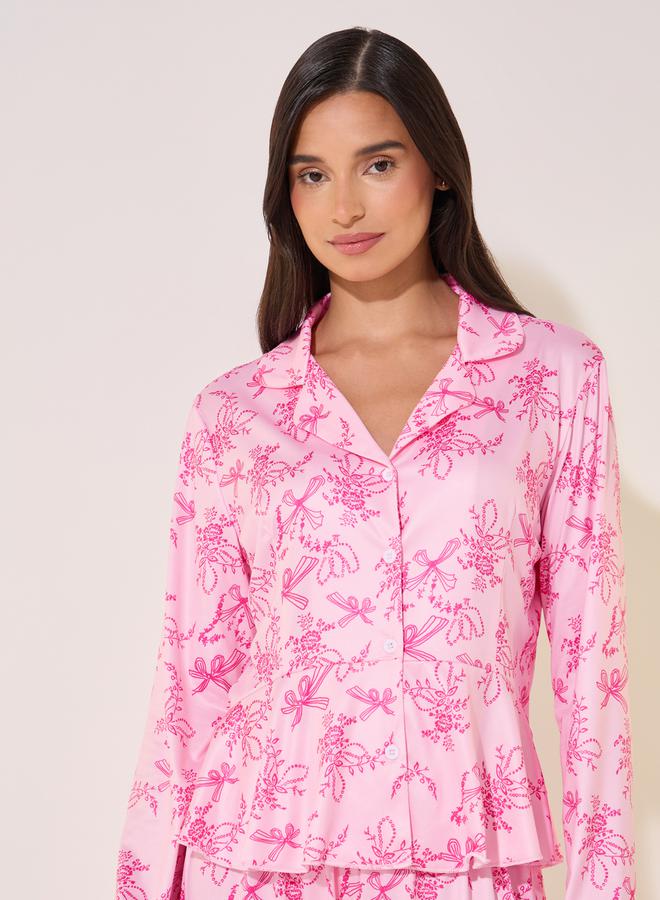 Take Two Printed Collared Shirt and Pyjama Set  - Image 4