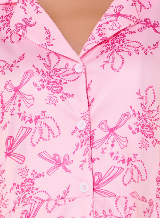 Take Two Printed Collared Shirt and Pyjama Set  - Image 5