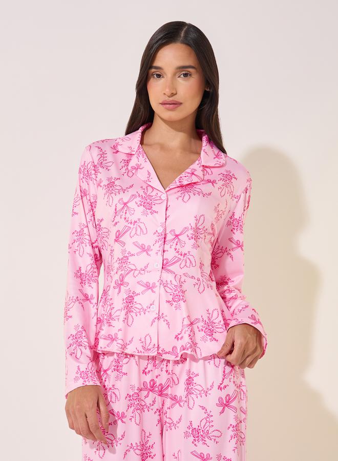 Take Two Printed Collared Shirt and Pyjama Set  - Image 3