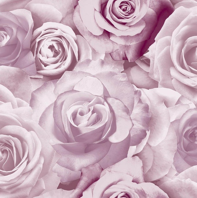 GLAMOUR WALLPAPER FLORAL FLOWER ROSE PINK GREY LILAC BLUSH SILVER SOFT LIGHT 3D PINK AL1005