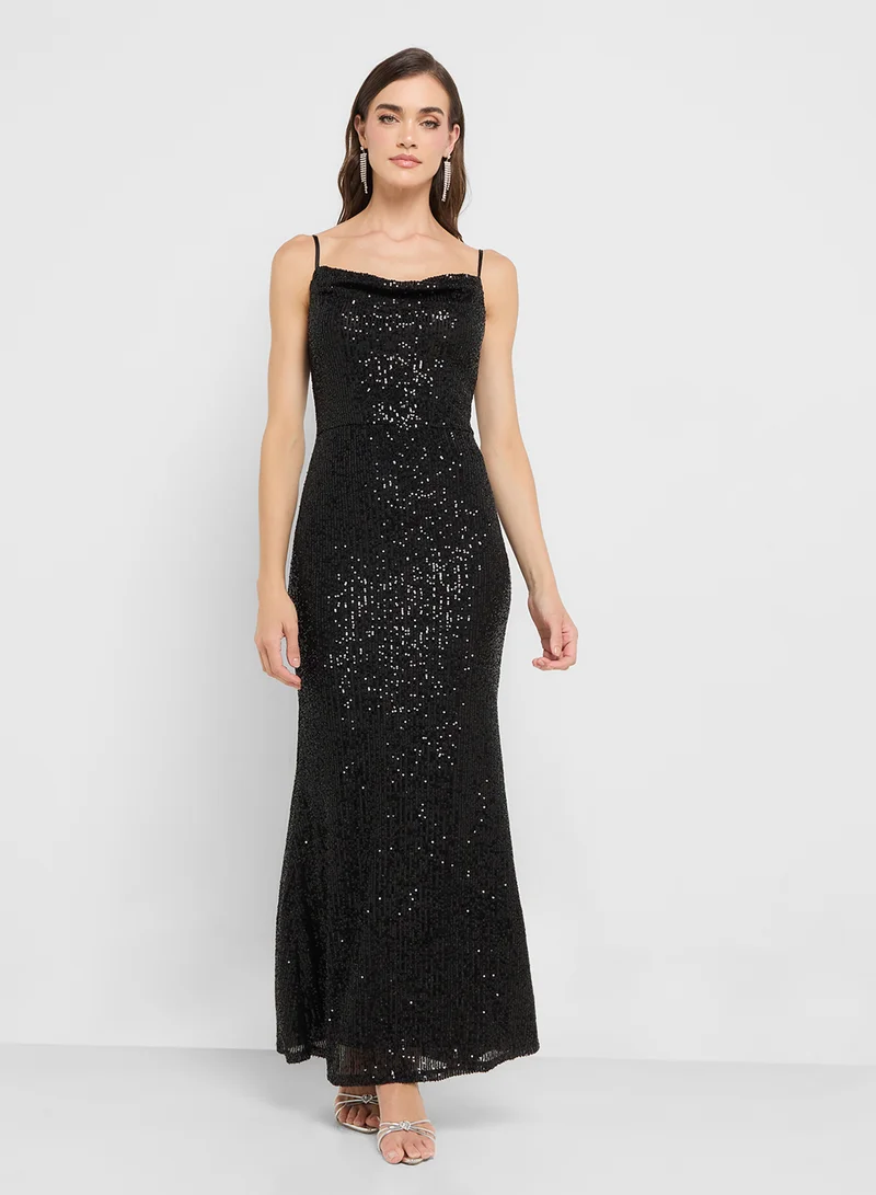ستايل تشيت Sequin Cowl Neck Dress