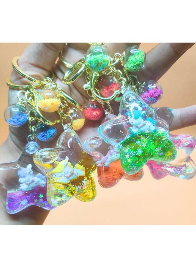 Tera13 TERA 13 (1 PCS unicorn water glitter keyring/unicorn keyring for kids/unicorn star shaped keychain - Image 1