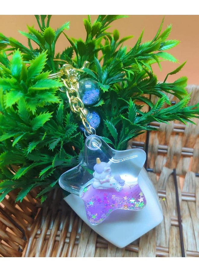 Tera13 TERA 13 (1 PCS unicorn water glitter keyring/unicorn keyring for kids/unicorn star shaped keychain - Image 2