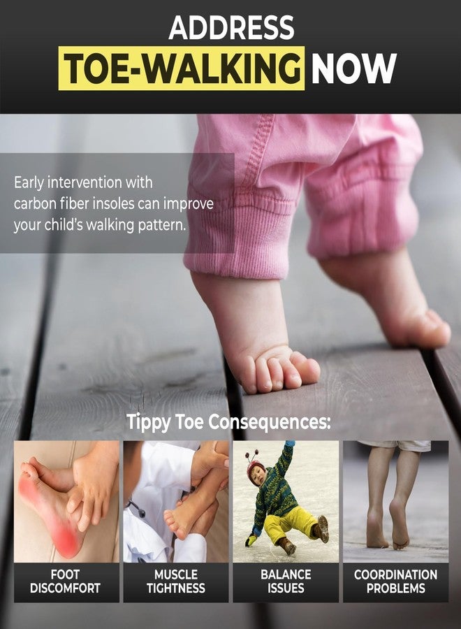 EstCarbon - Kids Carbon Fiber Insoles - Youth Size 3, 2 Pieces - Orthotic Shoe Inserts - Tip Toe Walking Correction - Sports Footplate for Soccer Cleats, Sneakers, Shoes - Image 3