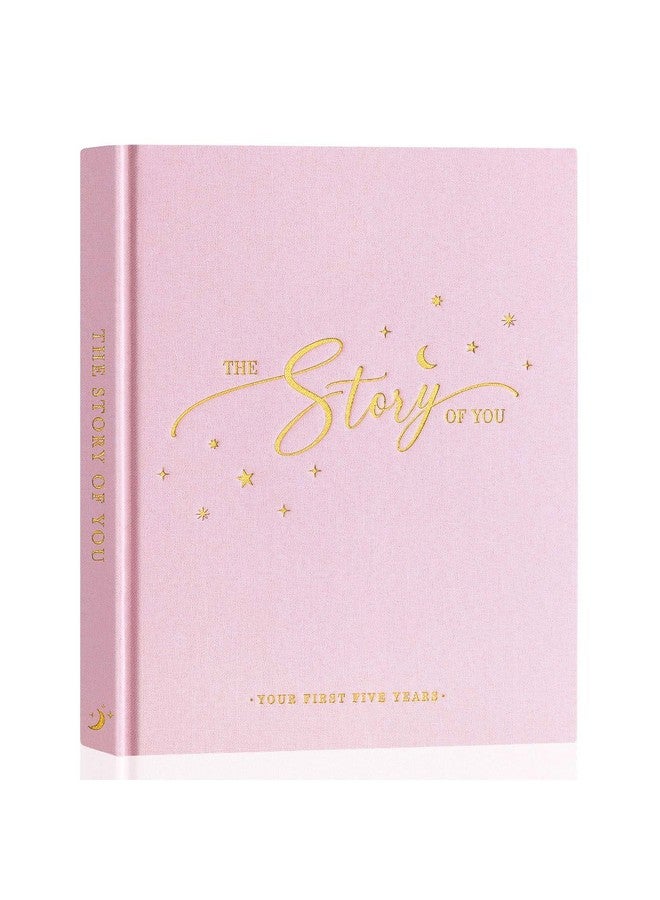 Lanpn Baby Memory Book - Linen Baby Book Memories Keepsake - The Story of You - Newborn Baby First 5 Year Journal Scrapbook Photo Book Milestone Album for Boy Girl New Parents (Pink, 154 Pages) - Image 1