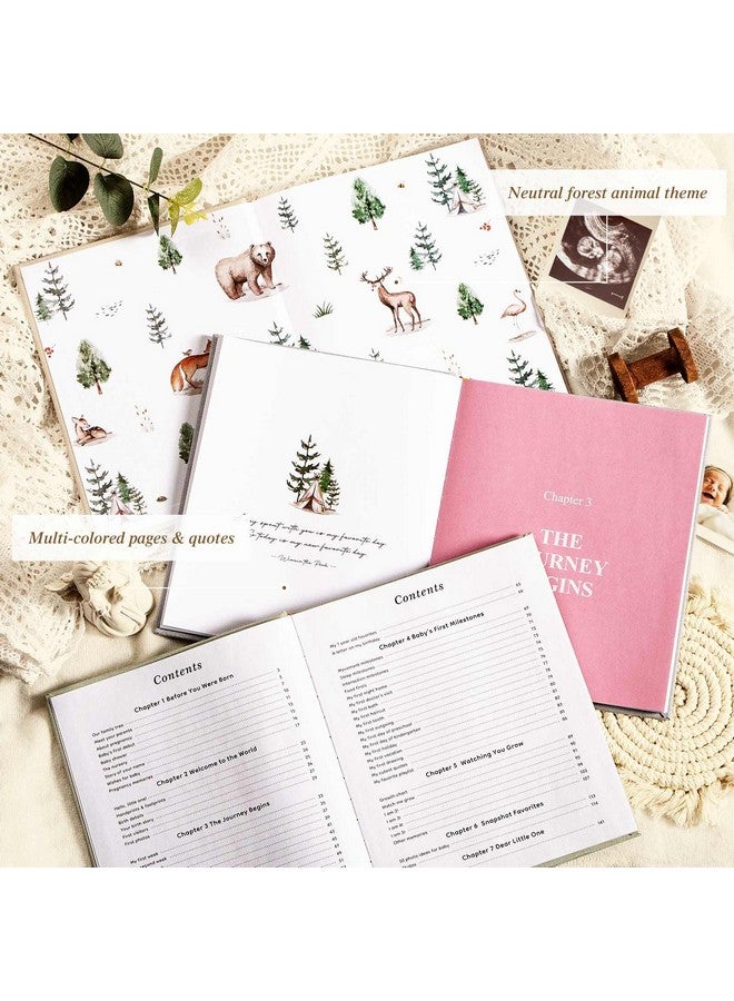 Lanpn Baby Memory Book - Linen Baby Book Memories Keepsake - The Story of You - Newborn Baby First 5 Year Journal Scrapbook Photo Book Milestone Album for Boy Girl New Parents (Pink, 154 Pages) - Image 3