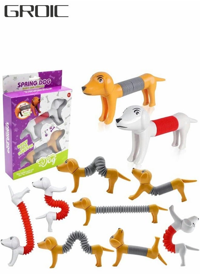 GROIC 2 Pack Pop Tubes Fidget Dog Toys Fun Spring Toddler Flexible and Variable with Sound New Stress Relief Fidgets Gift for Boys Girls  - Image 1