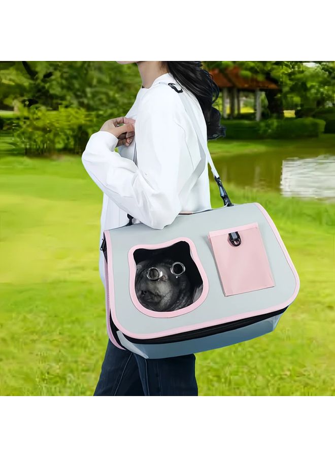 حقيبة ظهر القط الوردي متعددة الاستخدامات مصنوعة من البوليستر المتين حاملة حيوانات أليفة قابلة للتنفس مع حزام حمل متقاطع - Image 5
