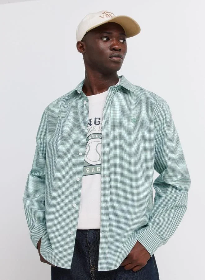 Springfield 100% cotton regular fit button-down gingham print easy-iron easy care long sleeve shirt