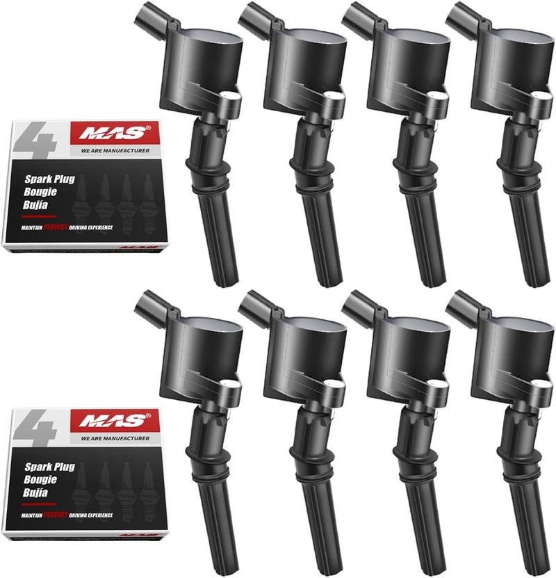 MAS Ignition Coil DG508 & Spark Plug SP479 AGSF22WM Set of 8 for Ford V8 Engines - Image 1