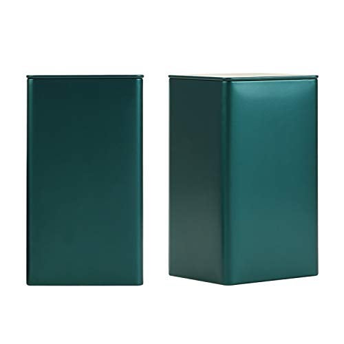 Tianhui Storage Cube Tin Can Square Empty Metal Box Container Small Steel Canister for Treats, Gifts, Favors, Loose Tea, Coffee and Crafts (2*Large (3.35x3.35x6), Emerald Green) - Image 1