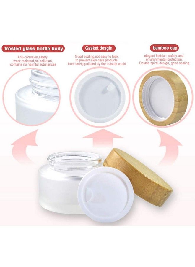 Furnido Frosted Glass Cream Jars2 Pack 100Ml/3.4Oznatural Bamboo Lids Empty Refillable Cosmetic Container Bottles Glass Cosmetic Sample Jars With Lids For Face Cream Make Up Eye Shadow Travel  - Image 5
