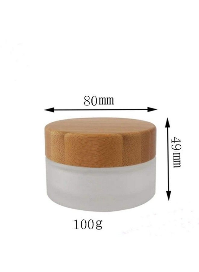 Furnido Frosted Glass Cream Jars2 Pack 100Ml/3.4Oznatural Bamboo Lids Empty Refillable Cosmetic Container Bottles Glass Cosmetic Sample Jars With Lids For Face Cream Make Up Eye Shadow Travel  - Image 4