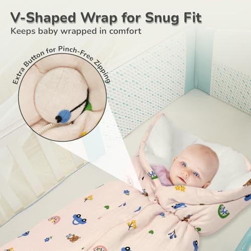 R for Rabbit Snuggy Bliss Baby Sleeping Bag Bedding Set | Premium 100% Muslin Cotton Carrying Nest for New Born Babies & Infant | Travel Friendly for 0-6 Months Baby Girl and Boy (Teddy Pink) - Image 5