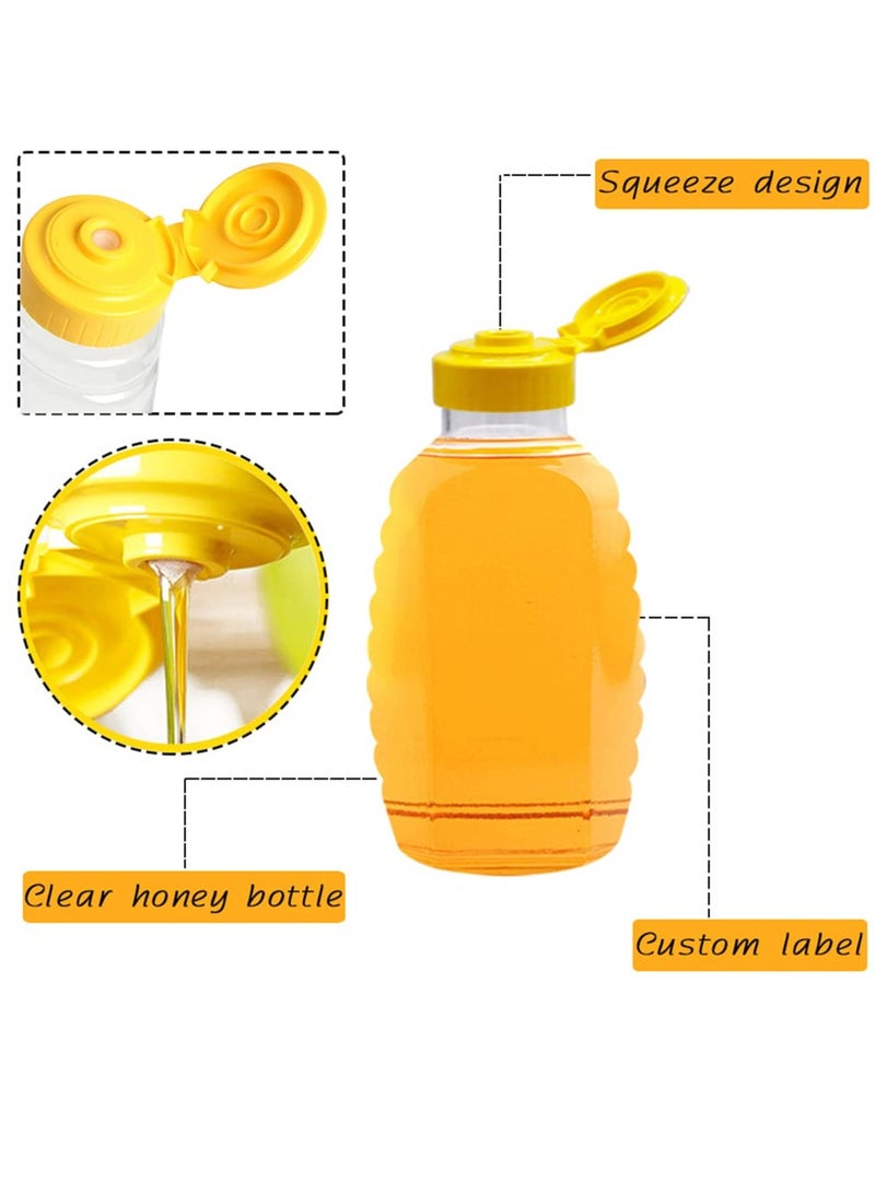SYOSI 105ML Clear Plastic Honey Bottles, 8 Pack Refillable Food Grade Honey Container, Squeeze Honey Bottle With Leak Proof Flip-Top Caps for Storing and Dispensing, for Ketchup, BBQ, Sauces, Dressing - Image 3