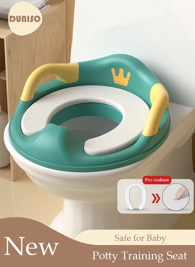 DUNISO Potty Training Toilet Seat Anti-Slip Toilet Trainer Ring with Detachable Cushion Sturdy Handle and Backrest, Splash Guard Potty Chair for Toddler Boy Girl Fit Round Oval Toilet - Image 1