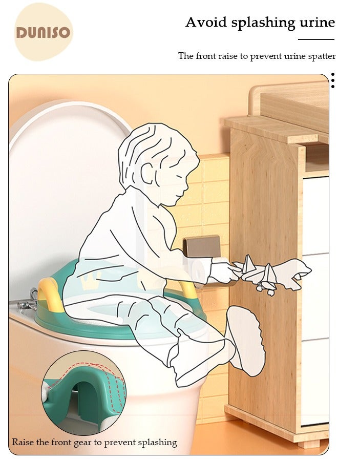 DUNISO Potty Training Toilet Seat Anti-Slip Toilet Trainer Ring with Detachable Cushion Sturdy Handle and Backrest, Splash Guard Potty Chair for Toddler Boy Girl Fit Round Oval Toilet - Image 2