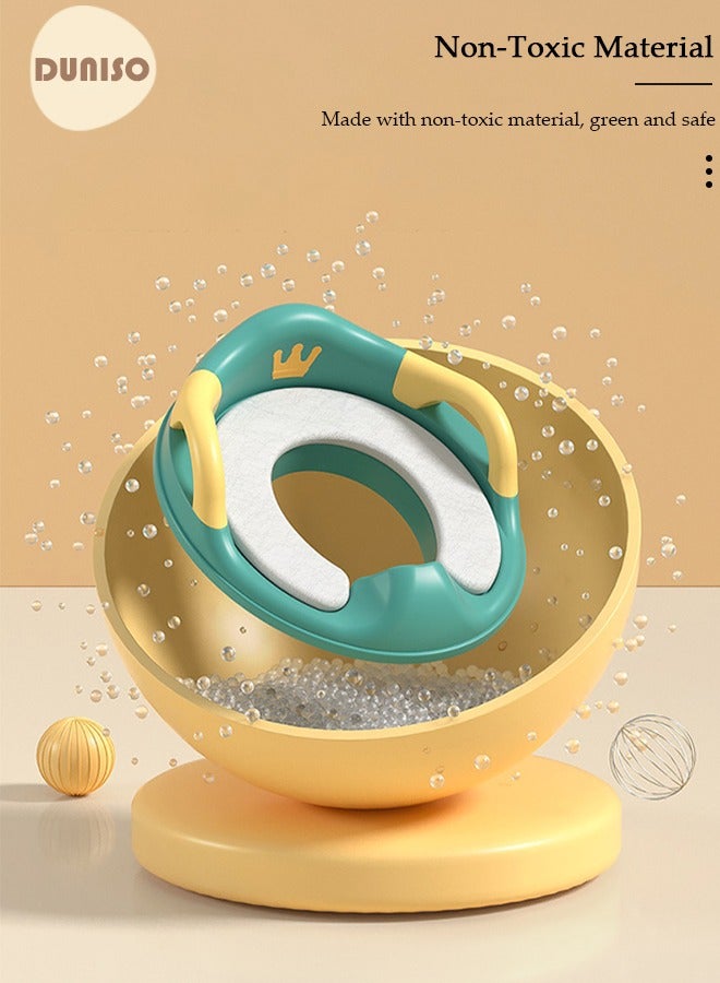 DUNISO Potty Training Toilet Seat Anti-Slip Toilet Trainer Ring with Detachable Cushion Sturdy Handle and Backrest, Splash Guard Potty Chair for Toddler Boy Girl Fit Round Oval Toilet - Image 5