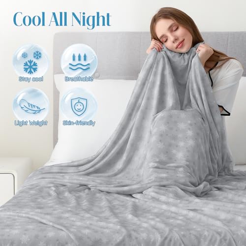 OIGAE Cooling Blanket for Hot Sleepers - Soft & Lightweight Summer Cold Blanket for Night Sweats | Perfect for Bed, Couch, Sofa (Light Grey, Throw 50" x 70") - Image 5