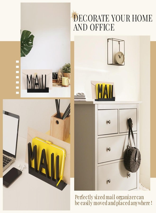 Vercraft Mail Holder Countertop Organizer Black Wood Cutout Mail Letter Holder, Mail Organizer Holder Letter and Document Storage Rack for Office Home Dorm Room - Image 5