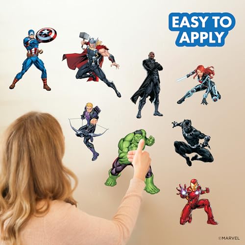 WALL PALZ Marvel The Avengers Wall Decals – Set of 8 Hulk Iron Man Captain America Black Panther Removable Vinyl Stickers for Kids Bedroom Playroom Bathroom - Peel and Stick Room Décor - Image 3