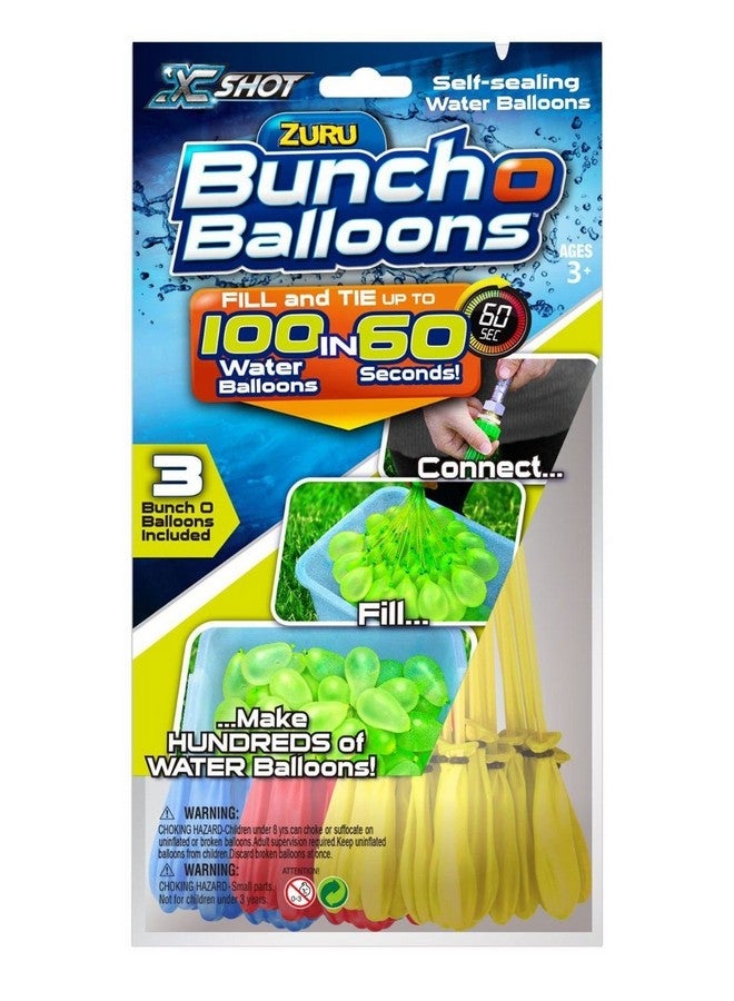 بانش أو بالون مجموعة هدايا كاملة من Bunch O Balloons Rubber Zuru Bunch O Balloons Instant 100 بالون مائي ذاتي الغلق - عبوة من 3 قطع (إجمالي 300 بالون) - Image 1