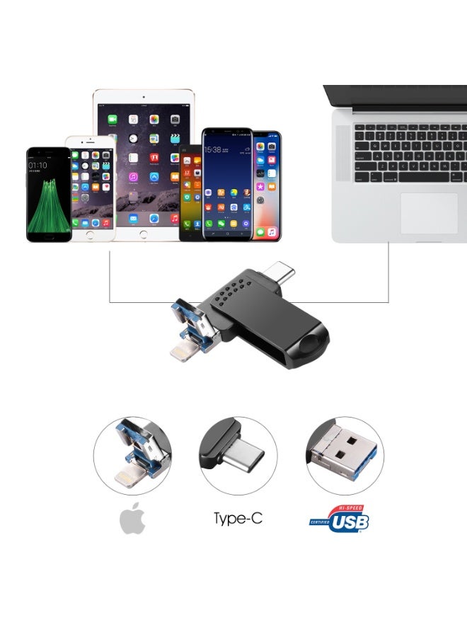 دارك هورس ذاكرة فلاش USB 4 في 1 من النوع C بسعة 2 تيرابايت لتخزين الصور والفيديوهات وملفات الموسيقى، متوافقة مع أجهزة الكمبيوتر المحمولة وأجهزة أندرويد. - Image 4