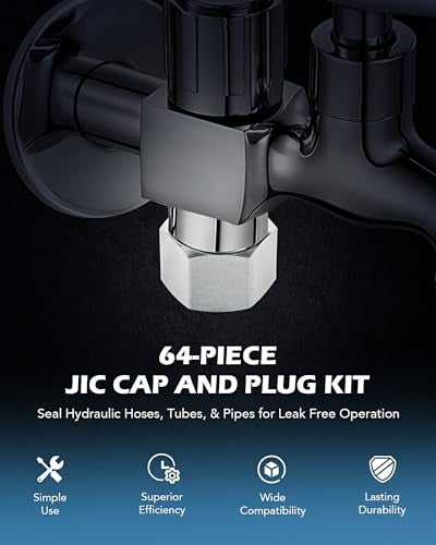 ZELCAN Hydraulic Hose Tube and Pipe Fitting Kit, 37 Degree JIC Cap and Plug Assortment Kit, Heavy Duty Seal Adapter Set w Precision Threading, Steel Flare Fitting Set, Dash Sizes 4 6 8 10 12 16 - Image 2