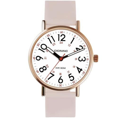 cicininc Watch with Second Hand Nursing for Women, Analog Watches for Nurses, 12/24 Hour Military Time, Easy Read Dial, Colorful Silicone Band - Image 2