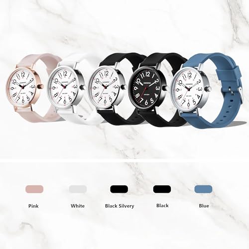 cicininc Watch with Second Hand Nursing for Women, Analog Watches for Nurses, 12/24 Hour Military Time, Easy Read Dial, Colorful Silicone Band - Image 3