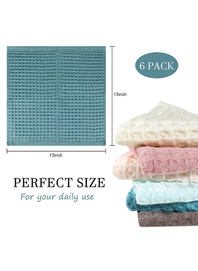 Sakina 6 Pcs Waffle Weave Dish Cloths, Cotton Kitchen Towels, Super Absorbent Quick Drying, Fast Drying Lightweight Washcloths Reusable Cleaning Cloths, Essential for Home Use(34x34cm) - Image 3