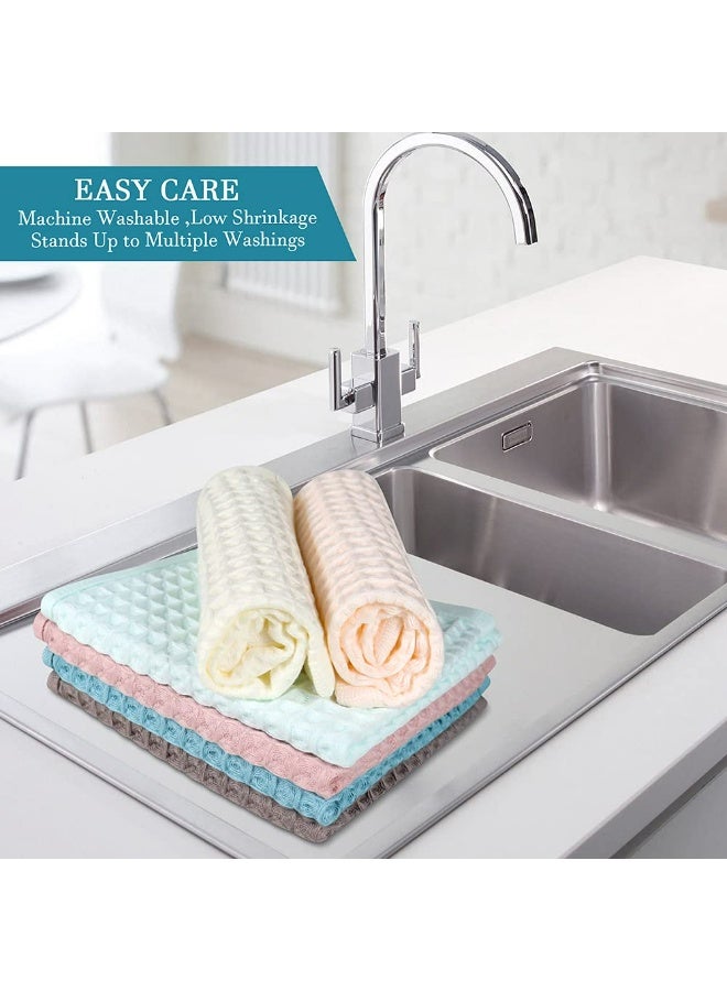 Sakina 6 Pcs Waffle Weave Dish Cloths, Cotton Kitchen Towels, Super Absorbent Quick Drying, Fast Drying Lightweight Washcloths Reusable Cleaning Cloths, Essential for Home Use(34x34cm) - Image 2