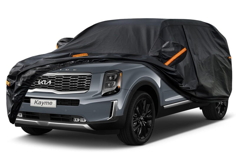 Kayme 7 Layers SUV Car Cover Custom Fit for Kia Telluride 20172025 Waterproof All Weather for Automobiles Outdoor Full Cover Rain Sun UV ProtectionBlack
