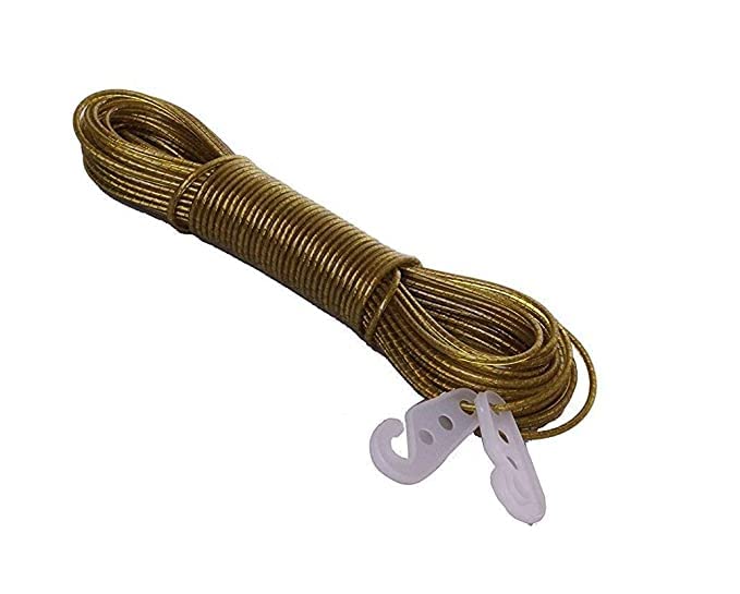 Magic Providers 20 Meter Cloth Drying Ropes PVC Coated Steel AntiRust Wire Rope Multipurpose Washing Line Clothesline with 2 Plastic Hooks for Drying Clothes Set of 2 - Image 5