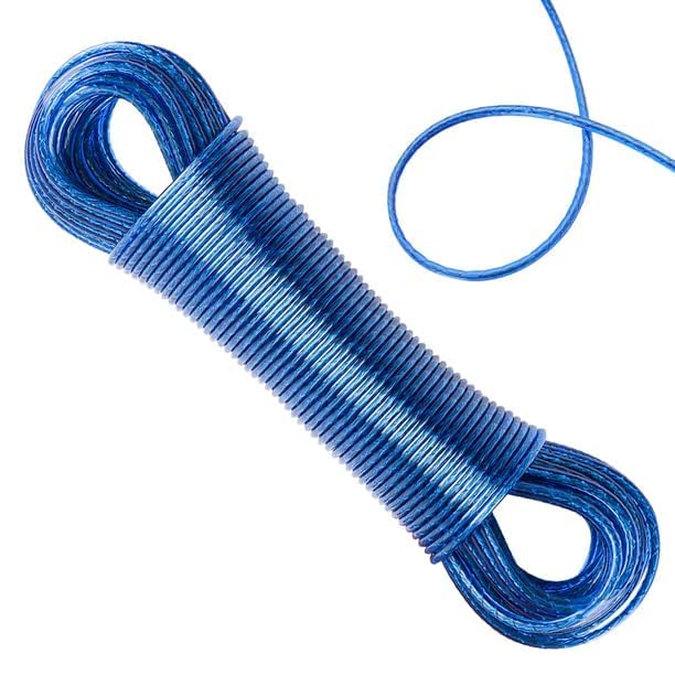 Magic Providers 20 Meter Cloth Drying Ropes PVC Coated Steel AntiRust Wire Rope Multipurpose Washing Line Clothesline with 2 Plastic Hooks for Drying Clothes Set of 2 - Image 2