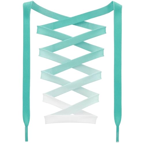 DANHUA Colorful Flat Shoe Laces: 2 Pair 55Inch Gradient Mint Green Printed Shoelaces for Sneakers - Image 1