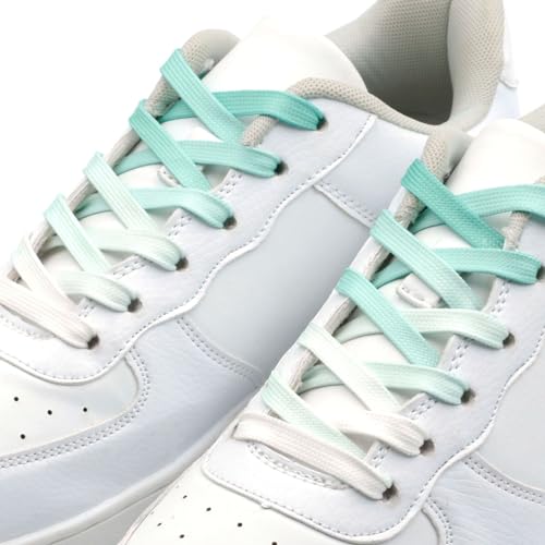 DANHUA Colorful Flat Shoe Laces: 2 Pair 55Inch Gradient Mint Green Printed Shoelaces for Sneakers - Image 3