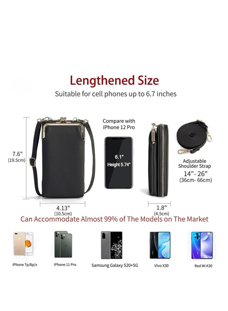 Excefore Small Crossbody Phone Bag for Women, Lightweight Leather Cell Phone Wallet, Magnetic Suction Lock Shoulder Purse with Credit Card Slots - Image 2
