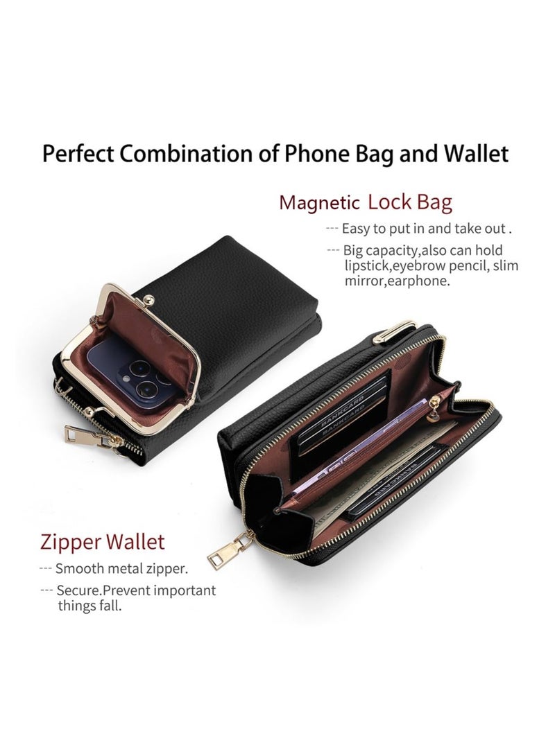 Excefore Small Crossbody Phone Bag for Women, Lightweight Leather Cell Phone Wallet, Magnetic Suction Lock Shoulder Purse with Credit Card Slots - Image 5
